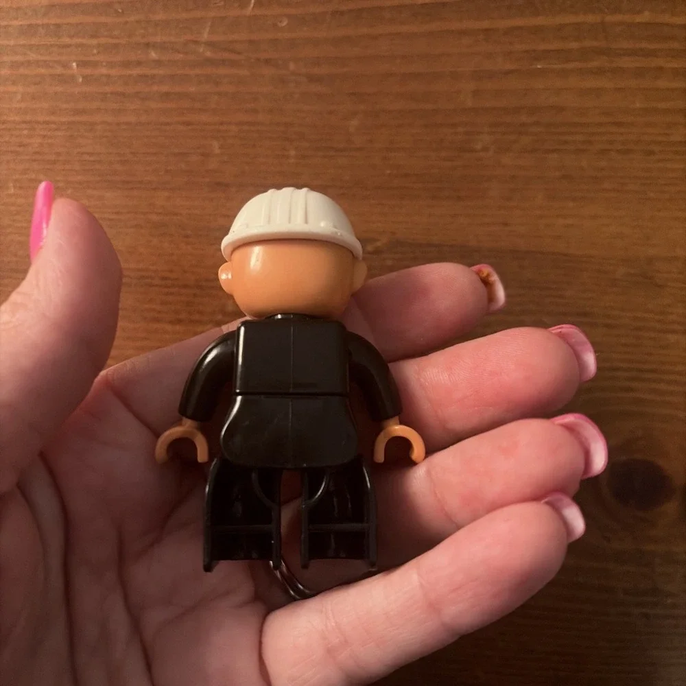 Lego Duplo Figure Fireman Black Suit White Helmet Figure